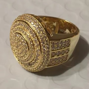 Personalizado de lujo Unisex 10K Amarillo/rosa/blanco Lab Grown Round Diamond Ring Hip Hop Style a precio competitivo - Product Image 1