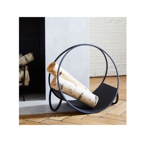 Estante de troncos de hierro forjado de alta resistencia para almacenar leña ordenadamente junto a la chimenea interior en una elegante decoración rústica para el hogar - Product Image 4