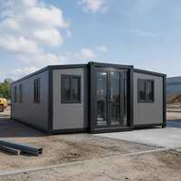 Maison conteneur extensible à double aile de 30 pieds, cadre noir, préfabriquée, pliable, modulaire