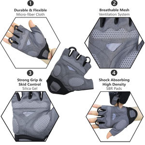 Guantes de Ciclismo Antideslizantes, Transpirables, de Tela Suave, con Logotipo Personalizado, de Alta Calidad, para Entrenamiento, Medios Dedos, Último Diseño - Product Image 2