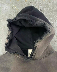 Custom Sunfaded cremallera French Terry Streetwear funcional ácido lavado hombres remache peso pesado Rhinestone Sudadera con capucha - Product Image 3