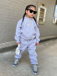 ชุดวอร์มผ้าฟลีซสีเทาเบาระบายอากาศได้ดีสำหรับเด็กผู้ชายชุดวอร์มผ้านุ่มและกางเกงวิ่งสำหรับฤดูใบไม้ร่วง - Product Image 5