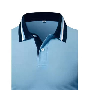 Hombres de calidad premium 100% algodón para Polo patrón sólido cuello a rayas comodidad de larga duración para la calle Casual y ropa de golf - Product Image 4