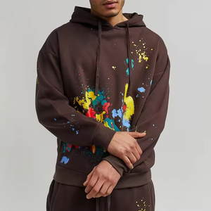 Nuevo diseño Sudadera con capucha de gran tamaño Hombres 100% Algodón Pullover Streetwear Pintura Salpicadura Estilo vintage - Product Image 1