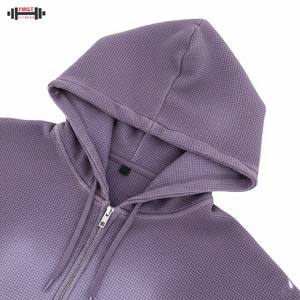 Zip Heavyweight Acid Wash Pullover Hoodie French Terry Waffle Winter Personalizable High Quality 300gsm Cotton Fleece Hoodie - Product Image 4
