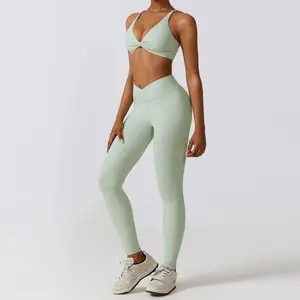 SPARK Women Sexy Yoga Sports Bra V Cut High Waist Leggings Yoga Wear Gym Fitness Sets
