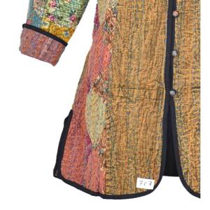 Veste Coton Stonewash Kantha Manteau Long à Manches Longues avec Boutons Respirant et Réversible pour Automne Hiver Printemps - Product Image 4