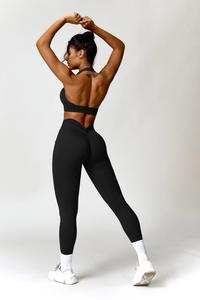 Vente en gros soutien-gorge de sport personnalisé en ambre noir extensible dans les 4 sens nouveau design scrunch respirant et soutien-gorge de sport fitness à séchage rapide pour femmes - Product Image 5