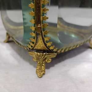 Boîte de rangement en verre biseauté au design exceptionnel, boîte de présentation de bijoux en laiton antique et verre doré, boîte à bagues, boucles d'oreilles, colliers - Product Image 5