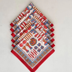 Serviettes de table modernes en coton imprimé, faites à la main, en tissu décoratif, mélangées et assorties, serviettes de cuisine et de salle à manger lavées - Product Image 1