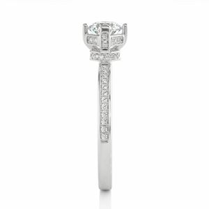 Anillo de Compromiso con Diamante de Corte Redondo y Doble Halo Oculto para Mujer - Product Image 2