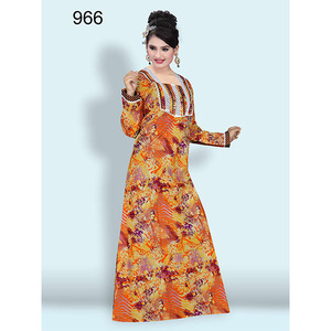 Kaftan de estilo marroquí a la moda para mujer, vestido Maxi estampado de algodón hecho a mano, Kimono, ropa de playa larga, cintura ajustable de talla grande - Product Image 1