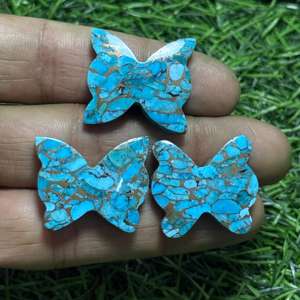 Cabujón de mariposa de tamaño personalizado de alta calidad AAA +, cobre azul Natural, turquesa, fabricación de joyas únicas, piedras preciosas sueltas - Product Image 3