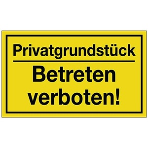 Private Property/<b>No</b> <b>Trespassing</b> Yellow Black Plastic <b>Sign</b> L250xW150mm for Yard & Lawn Use - Product Image 1