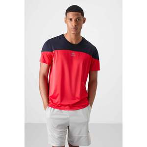 T-shirt de sport actif à col rond pour homme TOMMYLIFE, coupe standard, polyester à séchage rapide, noir et bleu saxophone, modèle 88386 - Product Image 5