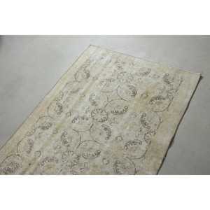 Tapis turc vintage de 3,5 x 6,9 pieds, tapis en laine blanche unie - Product Image 5