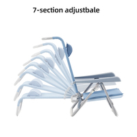 Chaise longue de plage en maille à séchage rapide Chaise de sable légère Chaise de plage inclinable réglable à 7 positions avec appui-tête HOMFUL