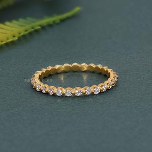 Elegante IGI certificado VVS Lab Grown Diamond 14K oro sólido flotante eternidad anillo de boda joyería de lujo de gama alta para mujeres - Product Image 3