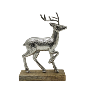 Reno de aluminio y madera con base rectangular Mesa decorativa de color negro y natural y decoración navideña - Product Image 5