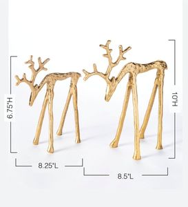 Sculpture d'animal de renne doré de luxe Art en métal pour centre de table et cadeau de Noël Design élégant Art en métal de cerf pour la décoration - Product Image 6