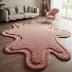 Alta calidad silenciada rosa Irregular mano mechón alta lana área forma de ameba para dormitorio alfombra para sala de estar alfombra de tamaño personalizado - Product Image 2