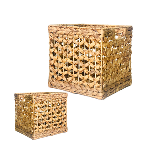 Panier en fibre naturelle motif fleur de jacinthe d'eau avec cadre en fer Organisateur de maison élégant et durable Organisateur de blanchisserie - Product Image 1