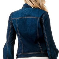 Jaket Denim biru kualitas tinggi mantel wanita disesuaikan jaket pendek kasual modis untuk wanita atasan crop Denim layanan OEM