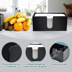 High Quality Black Acrylic Napkin Dispenser and Multifold Trifold Towel <b>Holder</b> Metal <b>Tissue</b> Box for <b>Kitchen</b> & Bathroom - Product Image 3