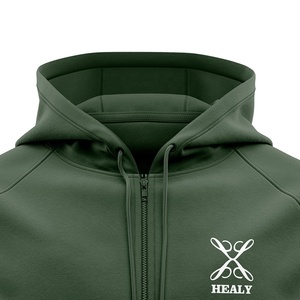 Sudadera con capucha con cremallera 100% Gsm de algodón 450 de la mejor calidad única y personalizada con patrón sólido pesado con cordón. - Product Image 4