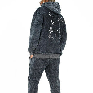 Survêtements décontractés pour hommes sur mesure, coupe classique, couleur unie, effet délavé, fournisseur OEM, mélange de coton respirant, vêtements de sport - Product Image 4