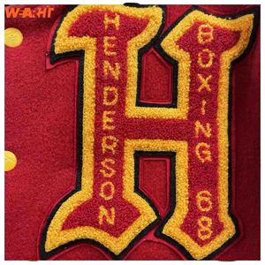 Fabricant OEM, veste universitaire en laine personnalisée pour collège avec broderie en chenille de haute qualité pour hommes, bombardier de baseball d'hiver sur pied - Product Image 3