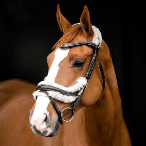 Snaffle Bridle - Dark Brown Solid <b>Brass</b> Metal Buckle Fancy Leather <b>Horse</b> Bridle With Anatomic Shape and Soft Padded Headpiece - Product Image 1