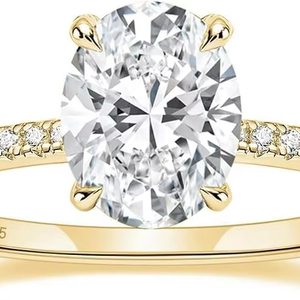<b>925</b> Sterling <b>Silver</b> Luxury Classic Style 3Carat Certified Engagement Wedding Promise <b>Rings</b> Oval Cut Moissanite Gemstone Prong - Product Image 1