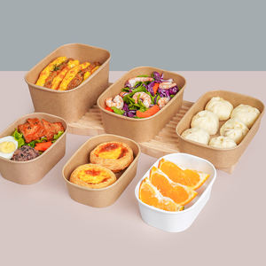 Boîte à salade en papier kraft jetable de 360ml 450ml à emporter de taille mini rectangle bol de récipient alimentaire pour plat d'accompagnement fruit cornichon collation - Product Image 2