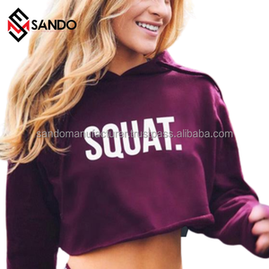 เสื้อฮู้ดครอปพิมพ์ลายแขนยาวผ้าฝ้าย 100% สำหรับผู้หญิงใส่ในฤดูหนาว พร้อมโลโก้สั่งทำ ขายส่งสำหรับชุดออกกำลังกาย - Product Image 5