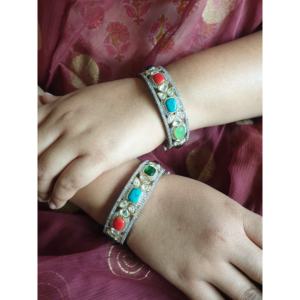 Openable <b>Kada</b> Multi-Stone Kundan Polki Fashion Bangles - Product Image 2