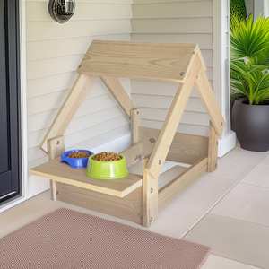 Cuccia per Cani da Interno in Legno Well Home con Porta Ciotola, Gabbia per Animali Colore Legno - Product Image 5