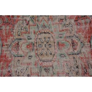 Alfombra turca vintage de 5,8x9,2 pies, área grande de lana rojo y beige con diseño de retazos para pasillo o dormitorio con respaldo de látex - Product Image 5