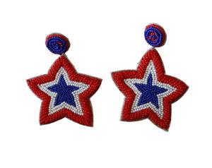 ต่างหูลูกปัดรักชาติสำหรับวันรักชาติต่างหูลูกปัดรูปธงชาติสหรัฐอเมริกา - Product Image 2