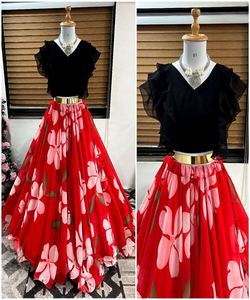 Conjunto floral Lehenga Choli: femenino y romántico para ocasiones especiales Estampado geométrico Lehenga Choli para cada Budfor - Product Image 4