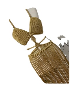 ROBE personnalisée pour votre mariée en coton tissé à la main Festival vêtements Bustier Crop Top femmes macramé robe de plage - Product Image 2