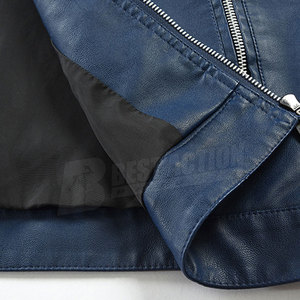 Veste en cuir décontractée à fermeture éclair pour hommes, coupe ajustée, col Mandarin, toile d'hiver, teinte unie, nouveauté, tissu, tenue décontractée pour hommes - Product Image 6