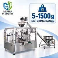 Machine de pesage et de remplissage de poudre pour l'emballage automatique de sachets préformés rotatifs avec alimentation intégrée et scellage des sacs