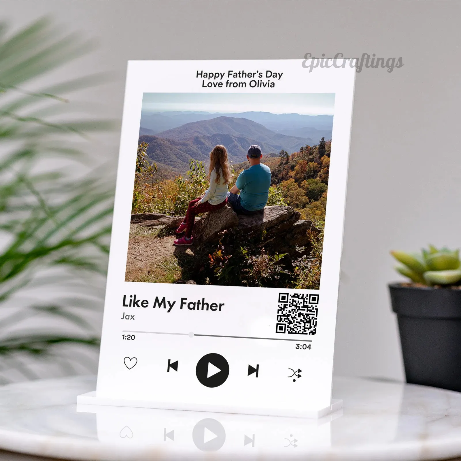 Personalized White Acrylic Spotify Plaque with Custom Photo Customized Music Song Album Cover Romantic Anniversary Gift