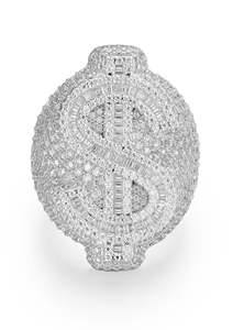 Hip Hop Style Moissanite Statement <b>Ring</b> Round Brilliant Cut Prong Setting Rhodium 14K Gold Plated Party Gift Jewelry - Product Image 3