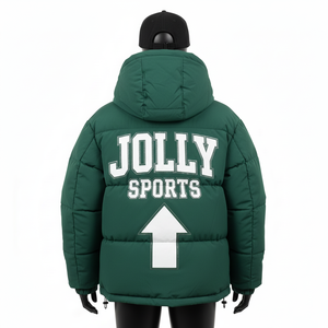 Veste matelassée pour femme, tissu en polyester, design à panneaux matelassés verts, logo brodé personnalisé, veste matelassée pour femme - Product Image 2