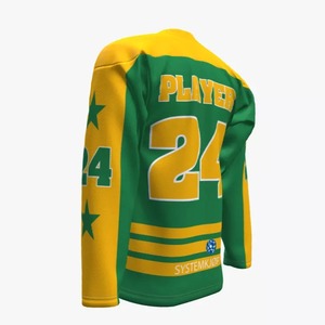 Maillot de hockey sur glace unisexe Manglerud Star Hockeyteam vert et jaune, col en V, manches longues, imprimé par transfert thermique, nom d'équipe personnalisé - Product Image 3