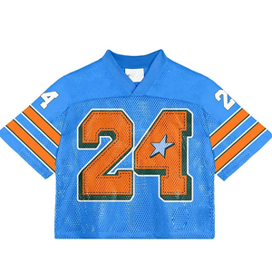 Custom American Football Jersey Mesh Fabric Short Sleeve Sportswear with Shoulder Numbers for Men Team or Game Use - Product Image 5