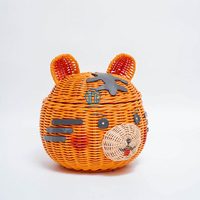 Panier tigre élégant en rotin avec couvercle tissé à la main panier de rangement pour bébé pour jouet en tissu organisateur pour bébé panier animal pour chambre d'enfant