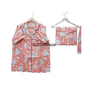 Conjunto de Pijama Corto para Mujer, Elegante y con Estampado Floral, 100% Algodón Puro, Cierre con Cordón, Ropa de Dormir para Verano - Product Image 2